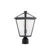 Z-Lite Talbot 1 Light Outdoor Post Mount Fixture, Black & Clear Beveled 579PHMR-BK